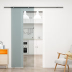 Sliding door in frosted glass with aluminum track for bathroom kitchen study glass 205cm - Borgè