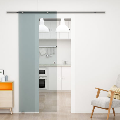 Sliding door in frosted glass with aluminum track for bathroom kitchen study glass 205cm - Borgè