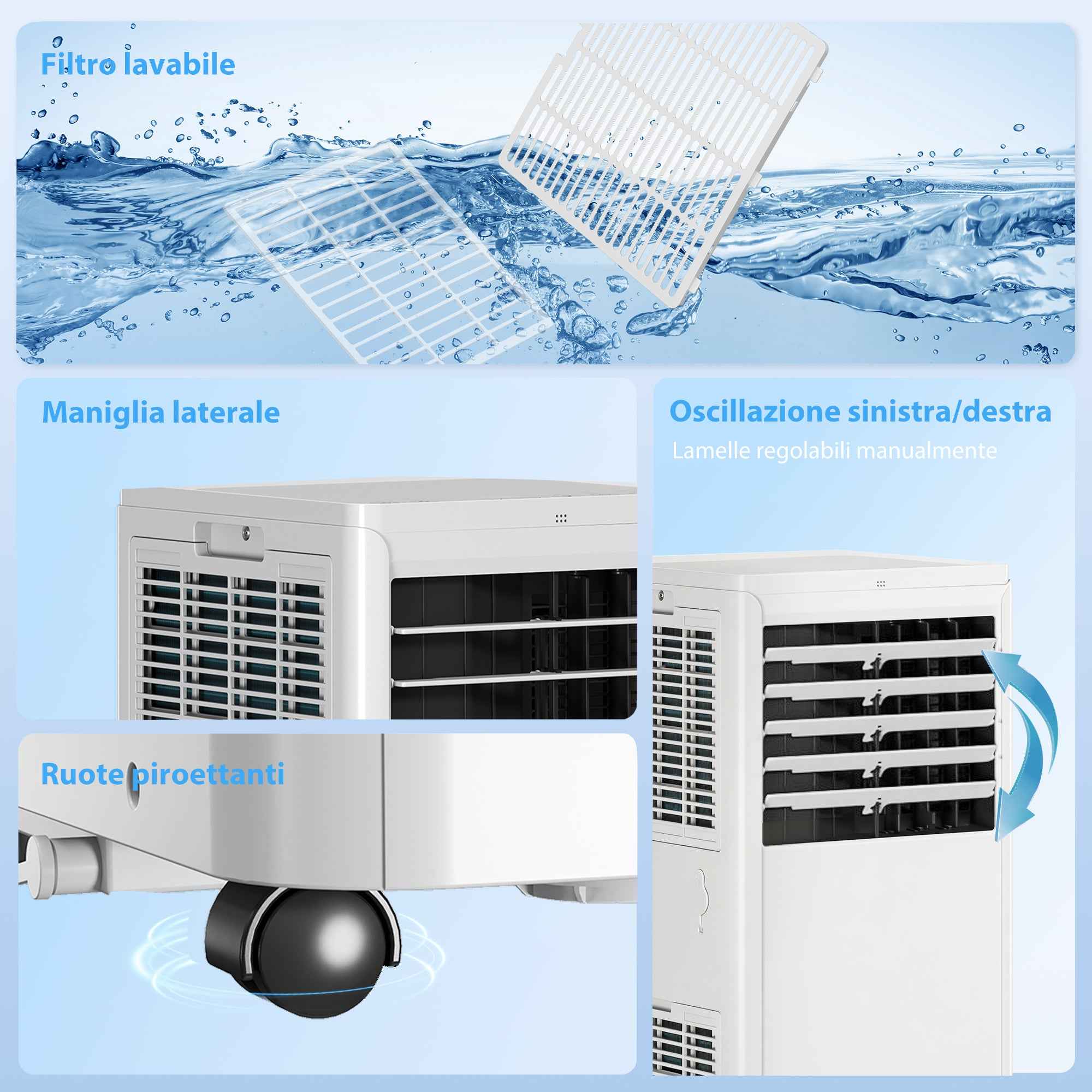 Portable Air Conditioner 7000 BTU, 4-in-1 Unit with Cooling, Dehumidifier, Fan, Night Mode