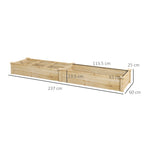 Raised Garden Bed with Internal Divider and Open Bottom, 237x60x25cm, Natural WoodRaised Garden Bed with Internal Divider and Open Bottom, 237x60x25cm, Natural Wood