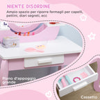 Kids Makeup Dressing Table Set with Mirror Table and Stool, Ages 3-6 Years, Pink