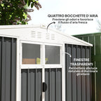 Garden Tool Shed in Galvanized Steel with 2 Doors, 246x117x180 cm, Dark Grey