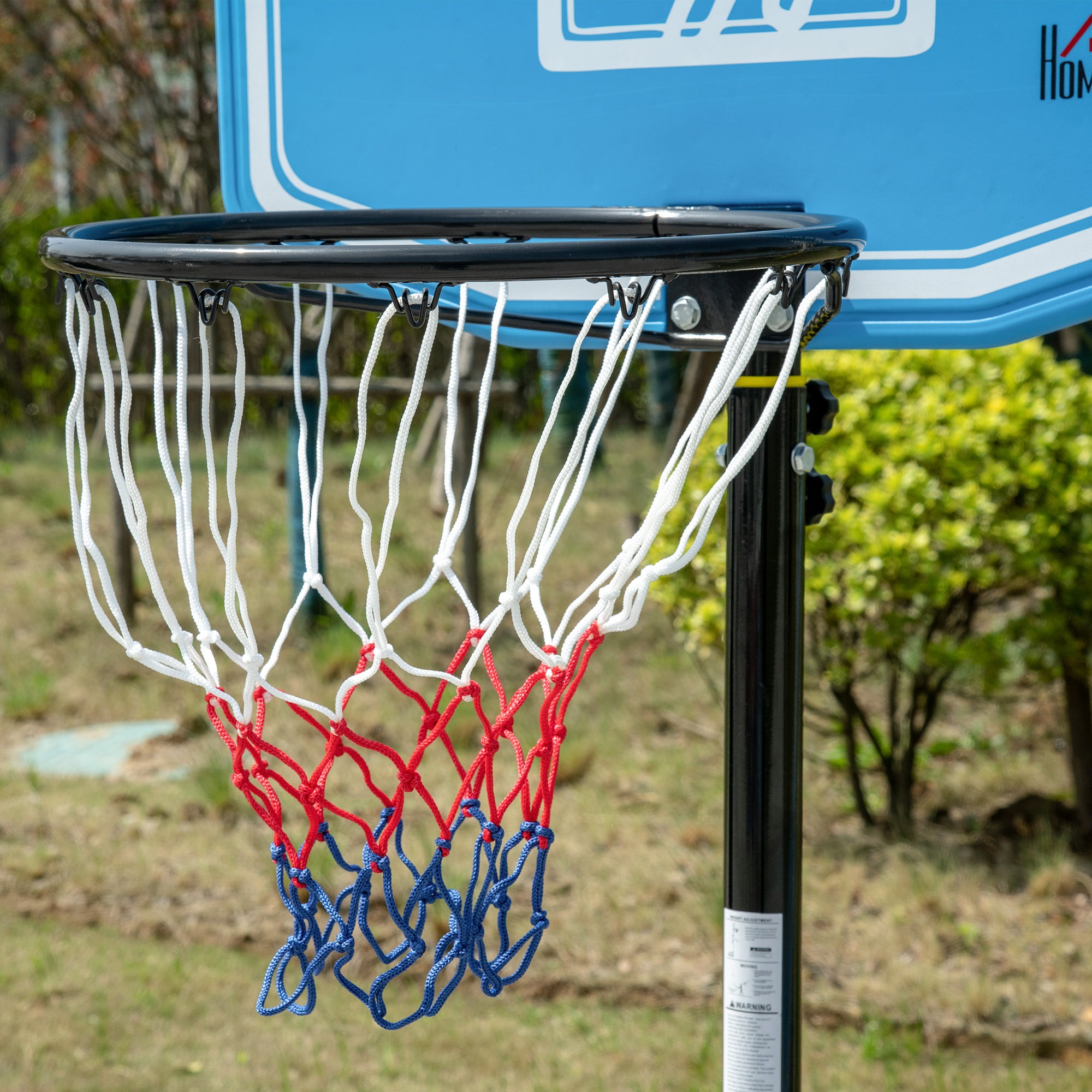 Height-Adjustable Basketball Hoop (197.5-245cm), Wheeled Base and Backboard, Blue