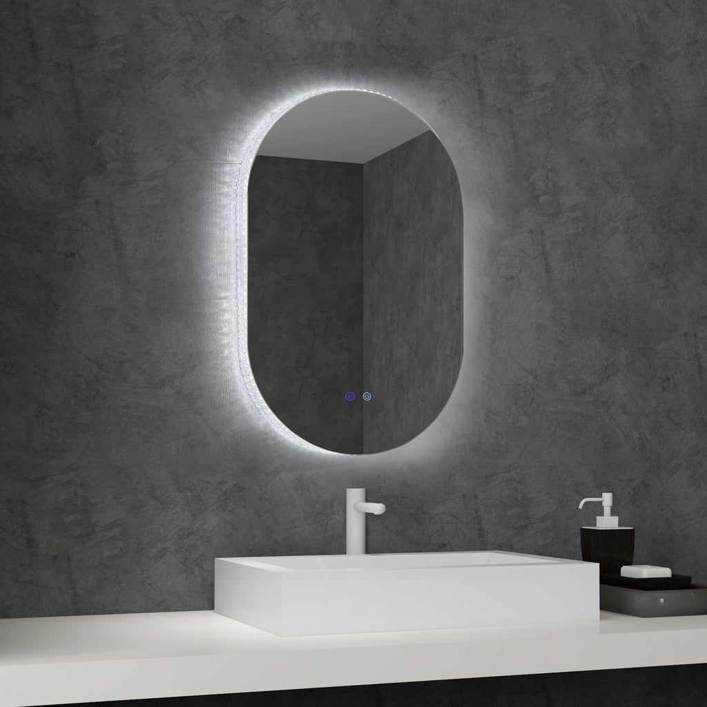 Anti-Fog LED Bathroom Mirror with Adjustable Brightness, Glass and Aluminum, 81x51x4.5 cm