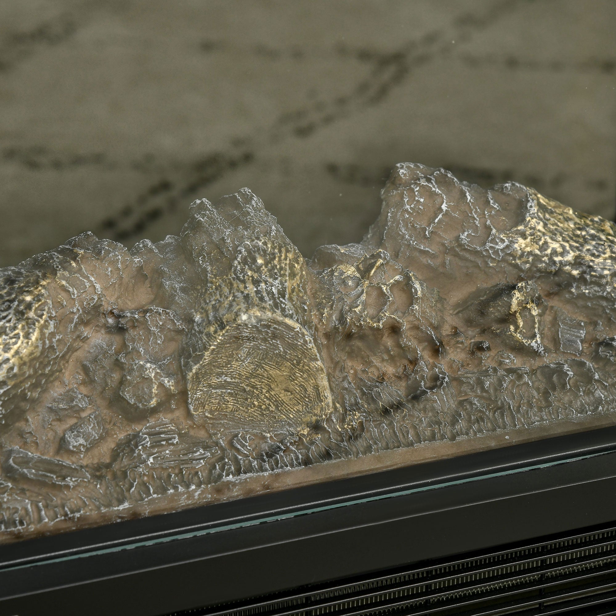 1000W / 2000W Electric Fireplace with Realistic LED Flame and Temperature Control, 40.5x20x62 cm, Black