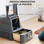 PawHut 80L Enclosed Cat Litter Box with Removable Tray, ABS and Stainless Steel, 63x43x43 cm, Dark Grey