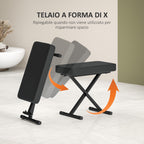 Piano Stool Foldable and Adjustable to 4 Heights, in PU Leather, Foam and Metal, 60x32x53-63 cm, Black