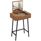 Industrial Style Vanity Table with Folding Mirror and 16 Compartments, Wood and Steel, 60x40x90 cm