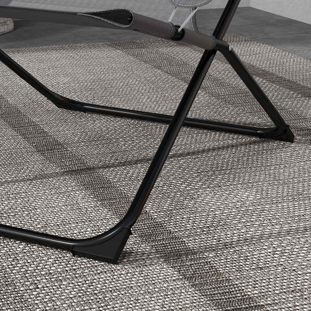 Folding and Reclining Garden Chair on 4 Levels, in Steel and Polyester, 69x91x96 cm, Black Gray - Borgè