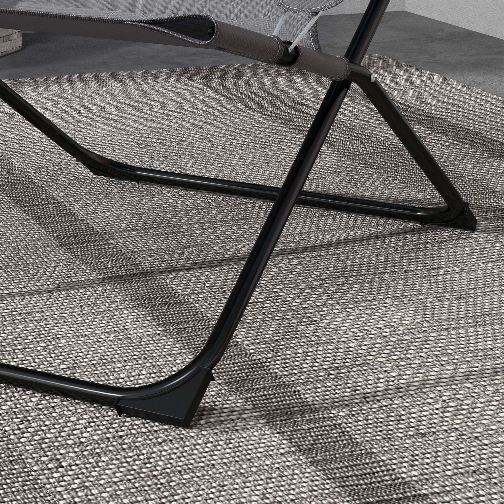 Folding and Reclining Garden Chair on 4 Levels, in Steel and Polyester, 69x91x96 cm, Black Gray - Borgè