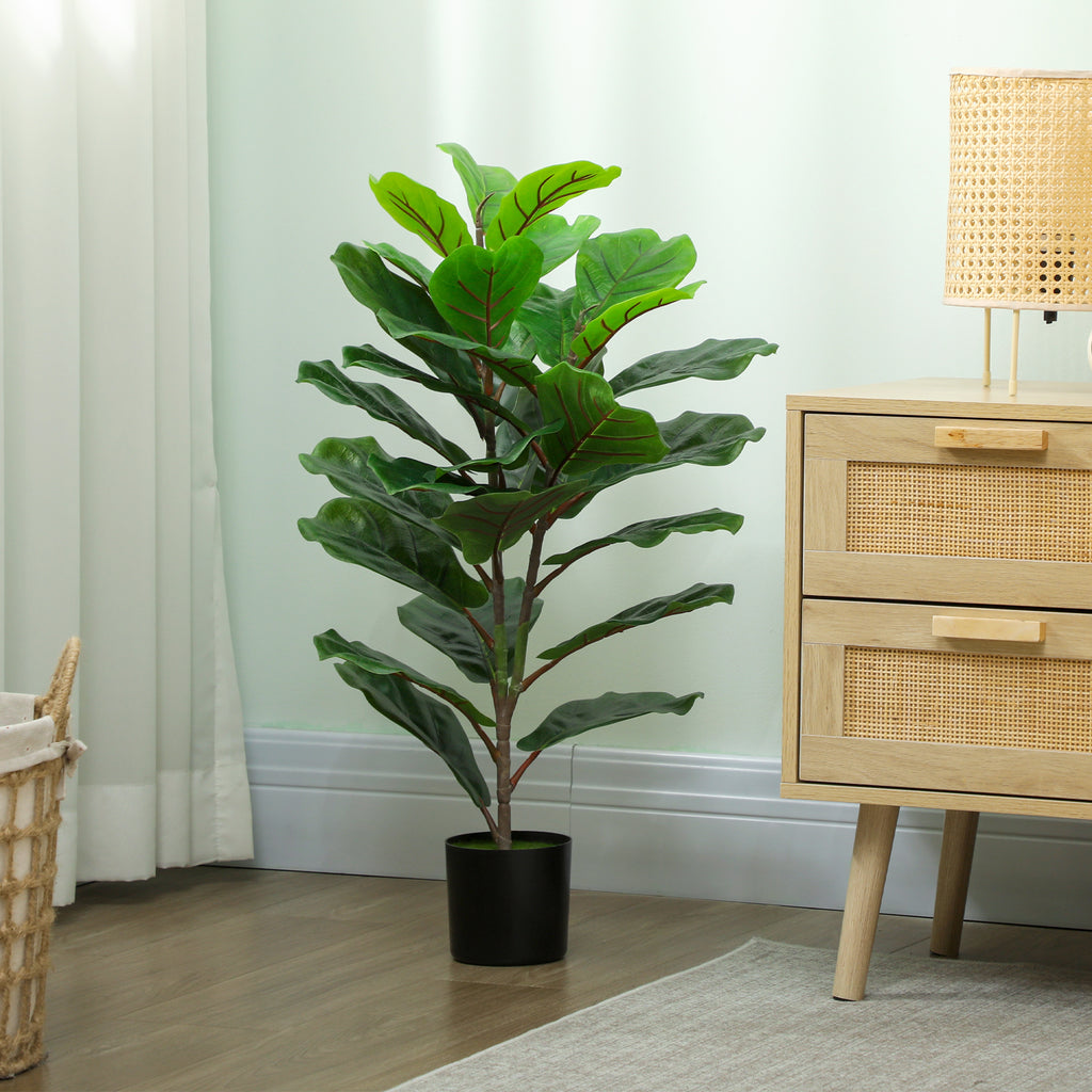 80cm Tall Indoor Artificial Ficus Lyrata Plant with Pot, Home and Office Decoration, Green