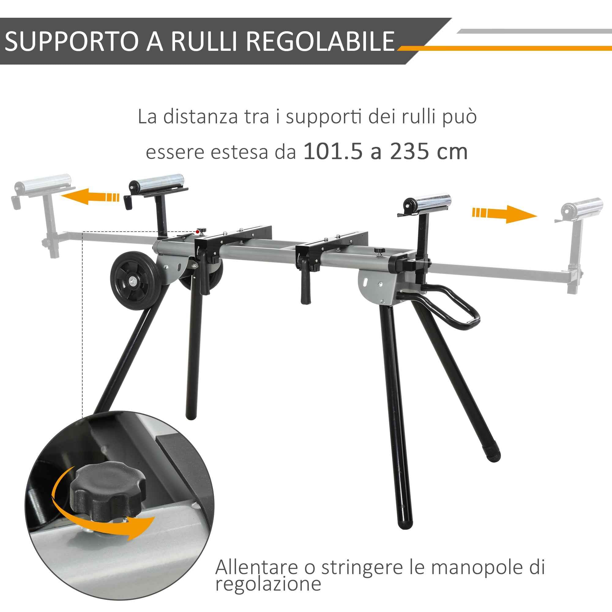 DURHAND Universal Extendable and Foldable Mitre Saw Stand, 150kg Capacity, Black and Silver