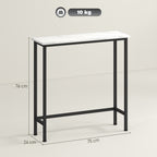Entrance Console Table with Marble-Effect Top, in Wood and Steel, 75x24x76 cm, Black and White