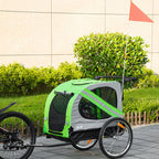 PAWHUT Bike trailer and dog stroller 2 in 1 in steel and Oxford fabric with cathi -frantic, green - Borgè