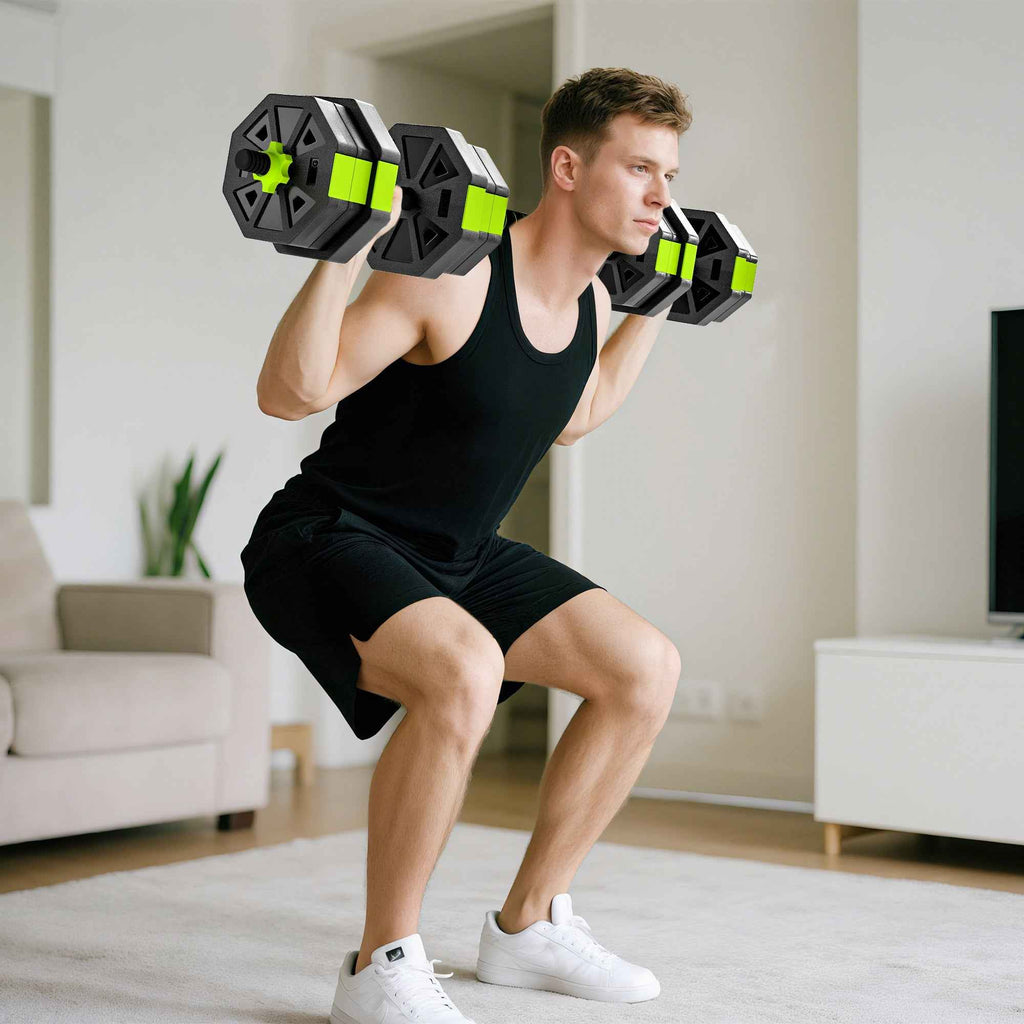 SPORTNOW 6-in-1 Multifunction Gym Weight Set, 20kg Total, Made of Plastic and Sand, 125x18x18 cm, Green