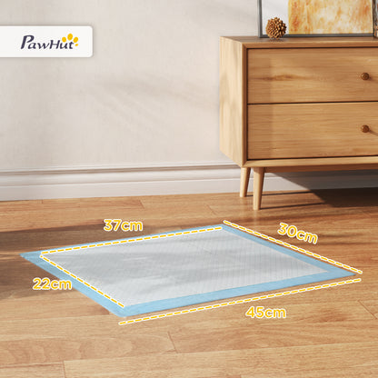 PawHut Set of 100 Hygienic Mats for Dogs with 6 Layers in Non-Woven Fabric, Paper and PE, 45x30 cm, Blue and White