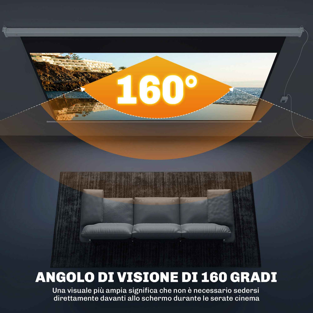 HOMCOM 120-Inch Projector Screen with Remote Control, PVC and Metal, 293x8x193 cm, White