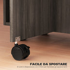 6-Wheel Drop-Leaf Table with 2 Drawers and Cabinet Doors, Wooden, 120x60x76.5 cm, Grey