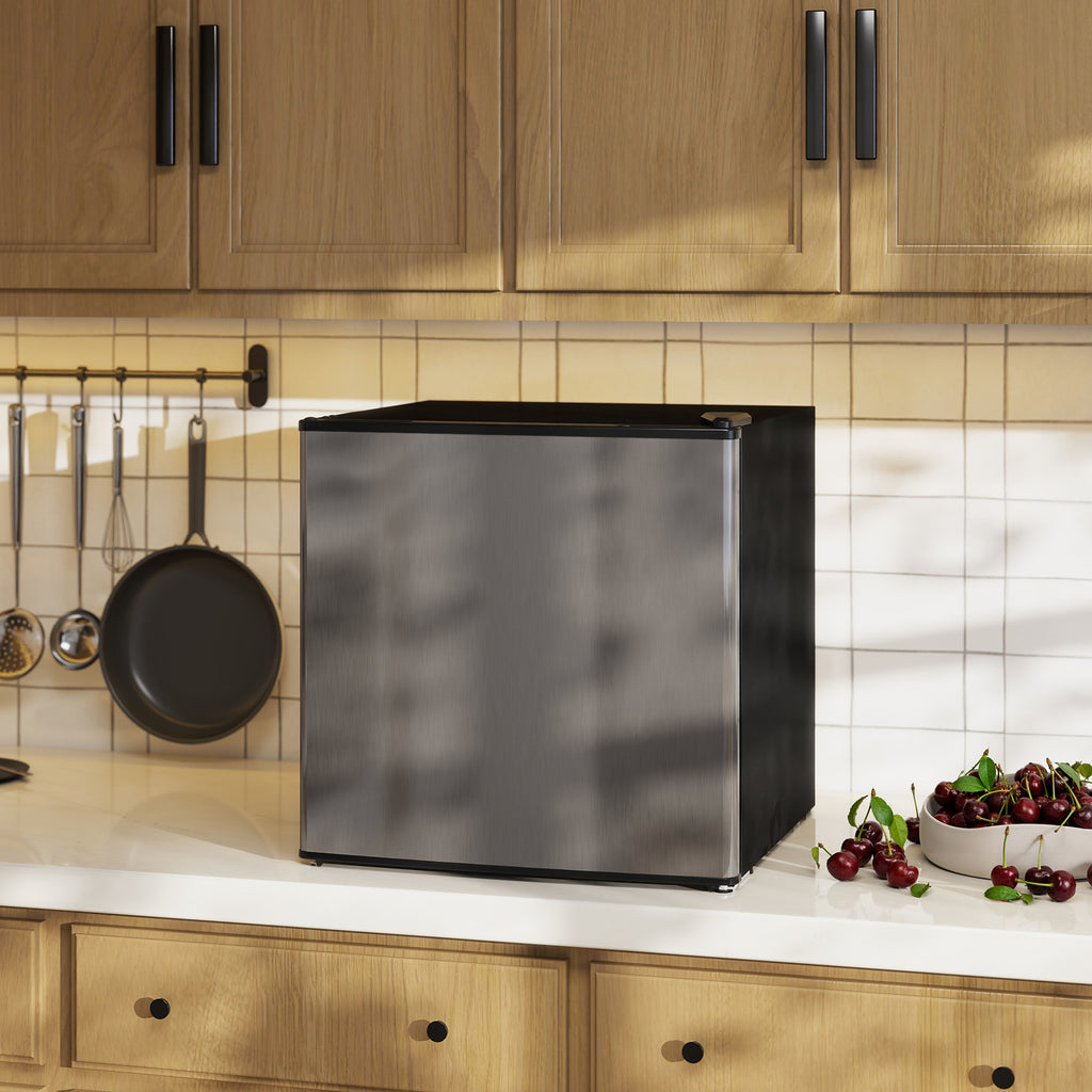 46L Mini Refrigerator with Ice Cube Tray, Reversible Door, Adjustable Temperature, Silver