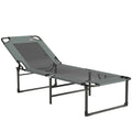 Outsunny 4-Position Reclining Outdoor Lounger, Folding Chair with Handle, Grey.