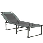 Outsunny 4-Position Reclining Outdoor Lounger, Folding Chair with Handle, Grey.