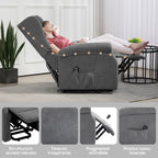 Reclining Chair Lift with Remote Control, in Linen Effect Fabric, 74x94x111 cm, Dark Grey