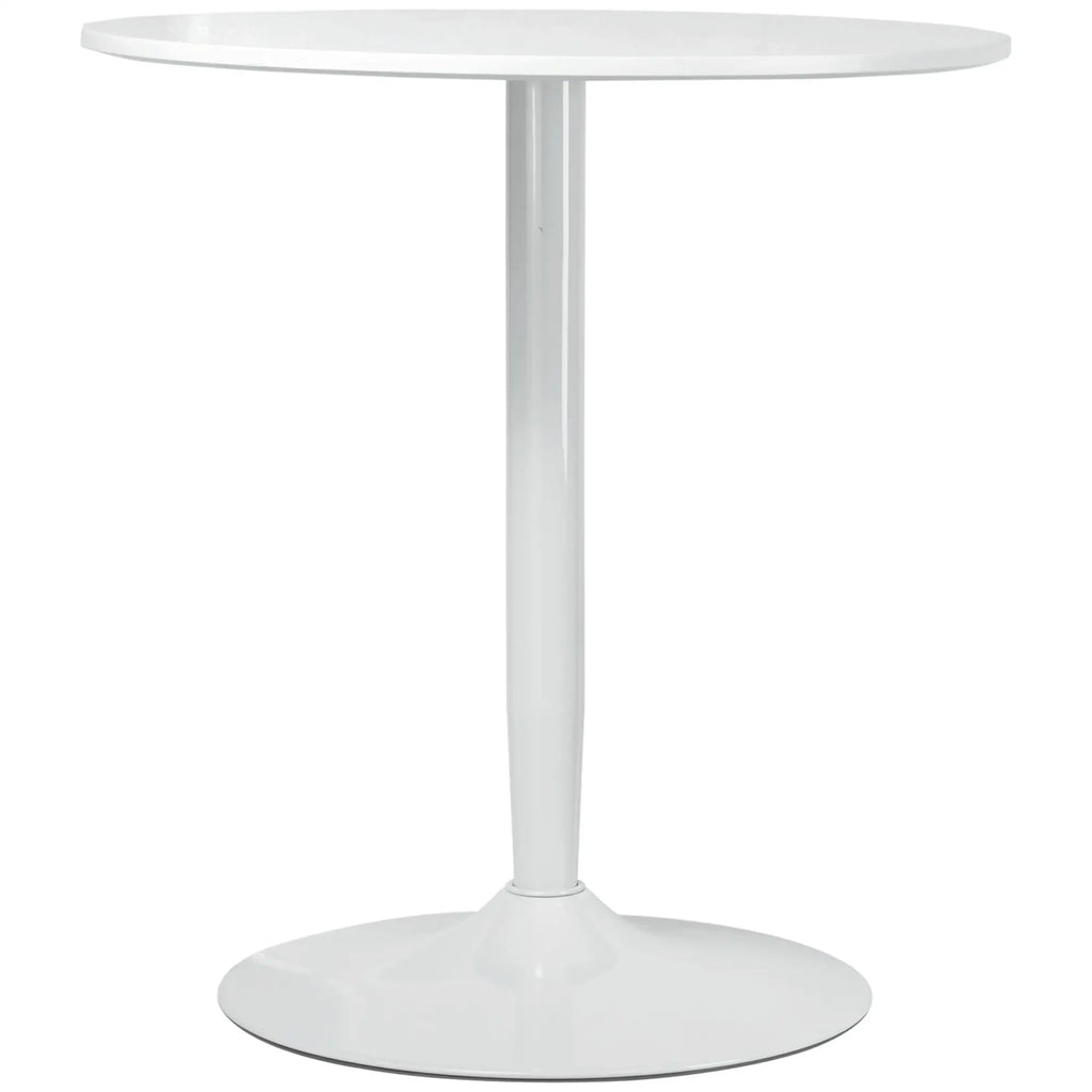 Modern Round Table for 2 People in MDF and Steel, Ø70x75cm, White