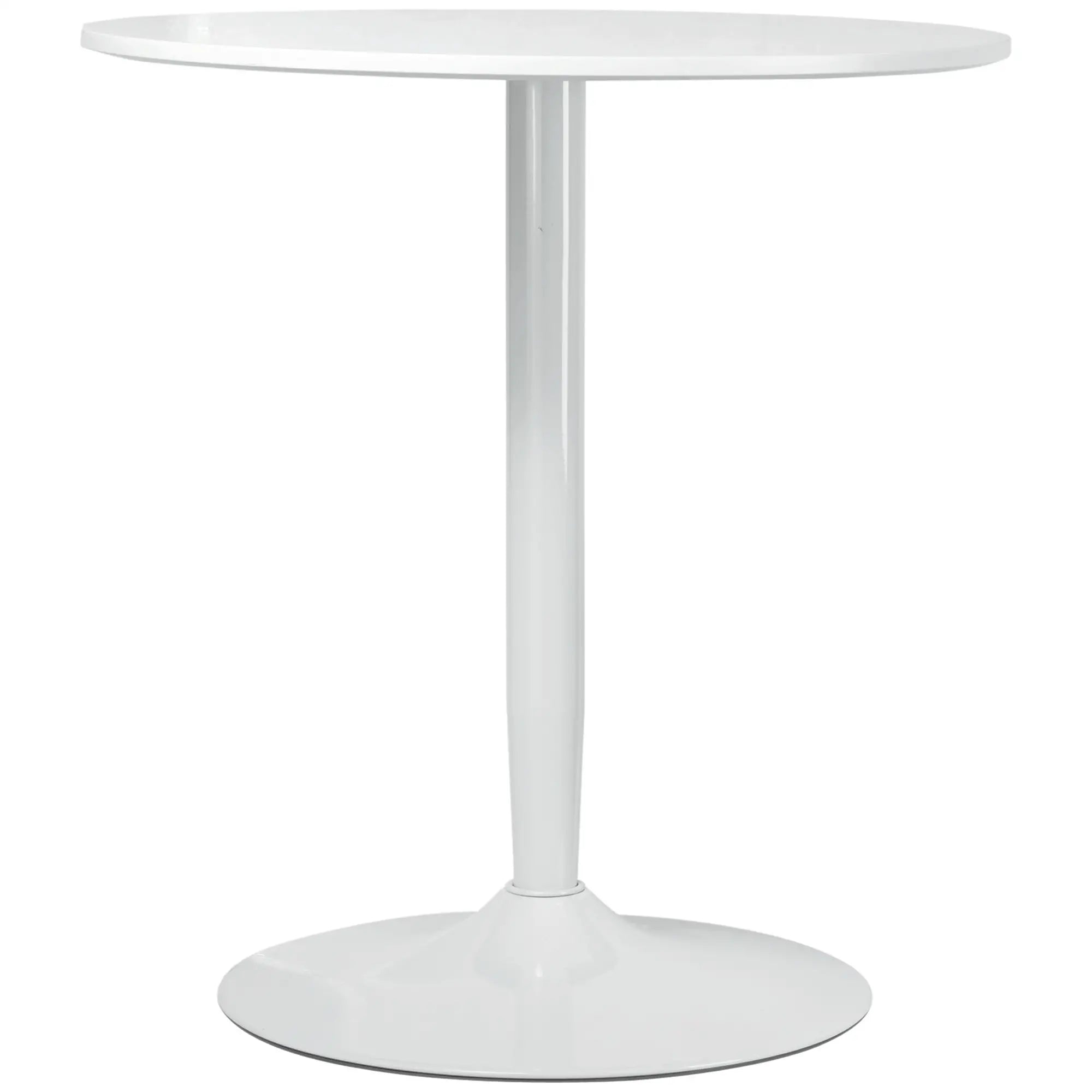 Modern Round Table for 2 People in MDF and Steel, Ø70x75cm, White