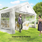 Outsunny 4x6m Party Tent with Windows and 4 Removable Side Walls, Steel and PE, White