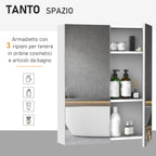 Bathroom Cabinet with 2 Doors and Mirror in White MDF 60 x 75 x 15cm