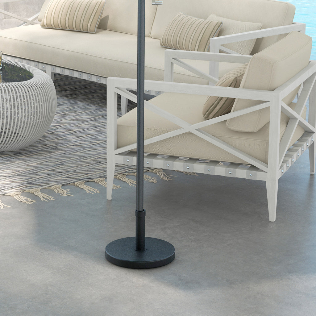 15kg Round Umbrella Base for Ø24-38mm Poles, Plastic and Concrete, Ø46.5 cm, Black
