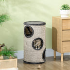 3-Tier Cat House with Sisal Scratching Post and Plush, Ø38x70cm, Grey