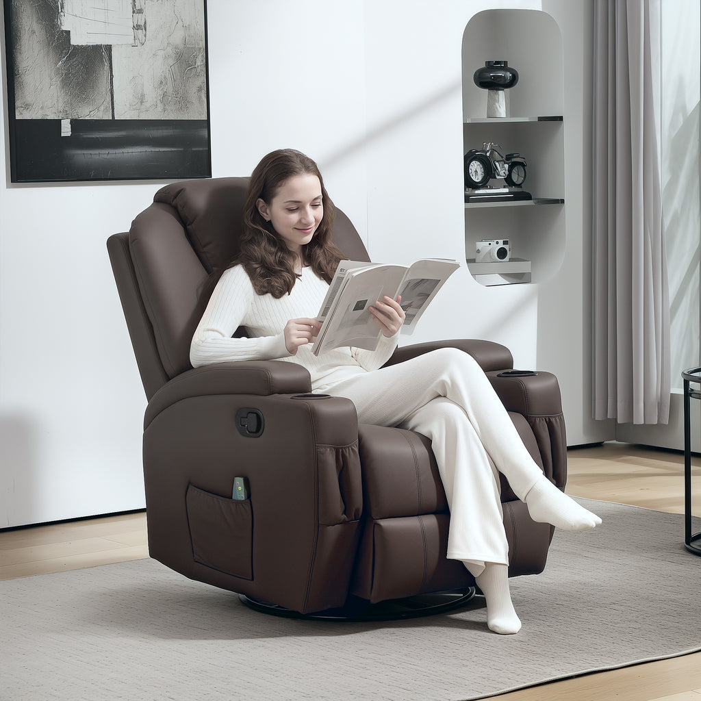 Reclining Massage Chair with 8 Massage Points and 5 Modes, 84x92x109cm, Dark Brown