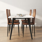 Set of 4 Modern High-Back Dining Chairs in Faux Leather and Steel, 41x50x97 cm, Brown