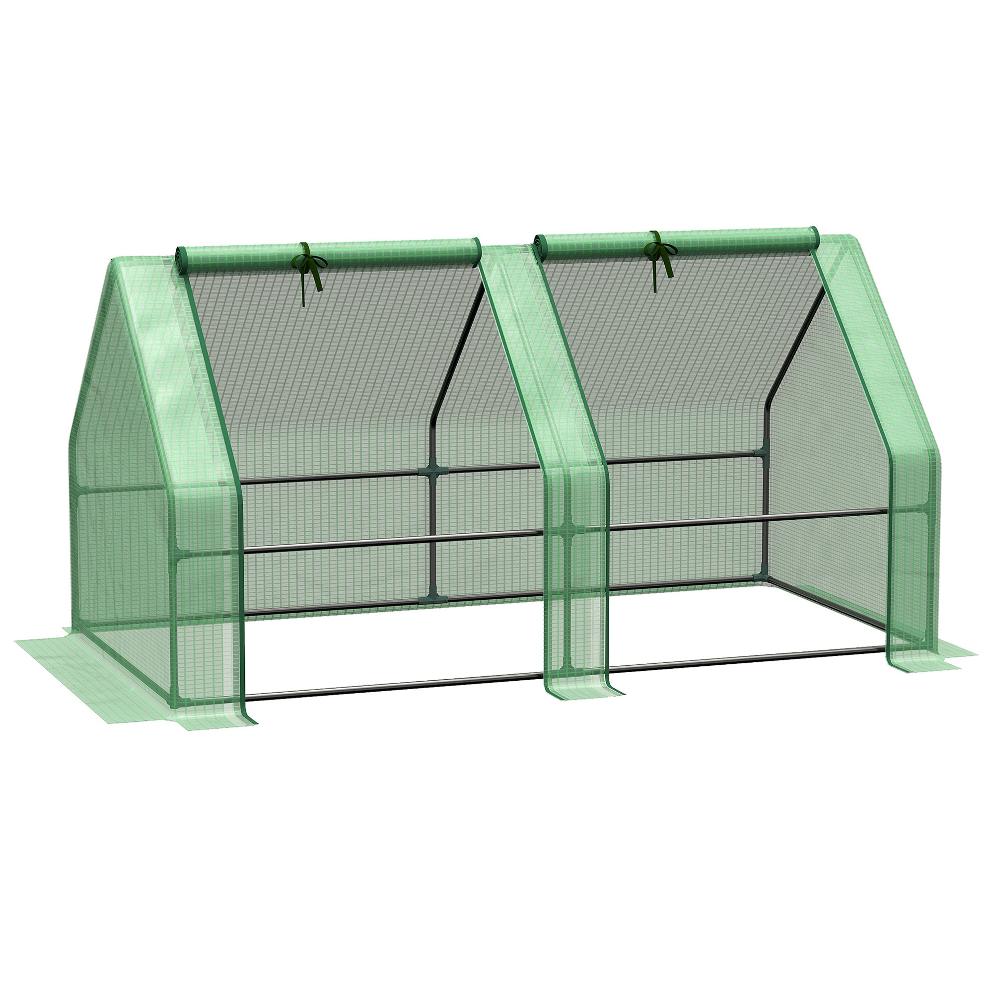 Garden Greenhouse with Reinforced PE Cover and Steel Frame, 180x90x90cm, Green