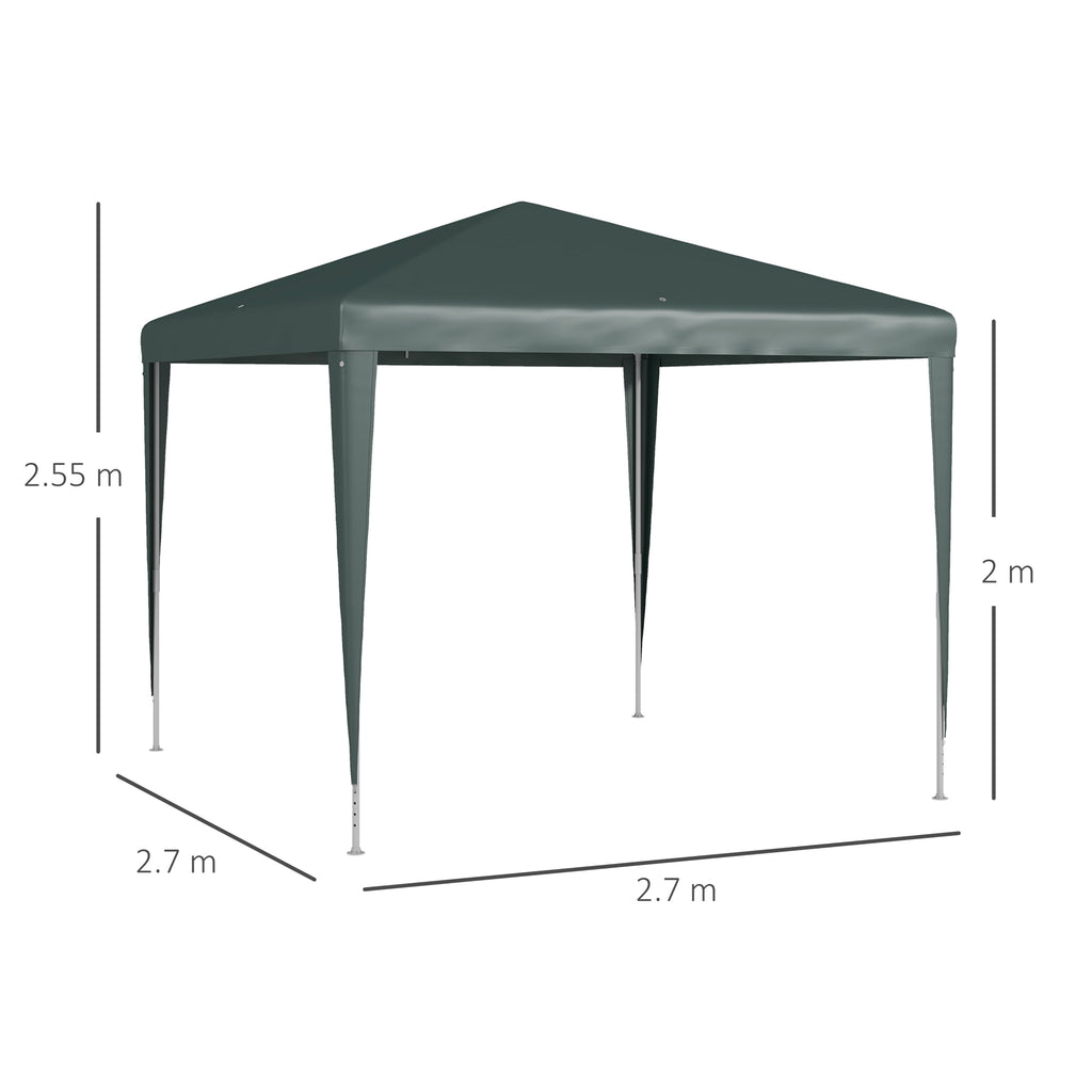 Outsunny Garden Gazebo 2.7x2.7 m with Pegs and Ropes, Steel Frame and PE Coating, Dark Green