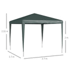 Outsunny Garden Gazebo 2.7x2.7 m with Pegs and Ropes, Steel Frame and PE Coating, Dark Green