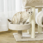 Cat Tree Toy with Different Platforms in Natural Sisal, Height 105cm, Cream