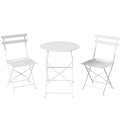 Outsunny Folding Outdoor Bistro Set with Table and 2 Chairs, White