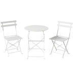 Outsunny Folding Outdoor Bistro Set with Table and 2 Chairs, White