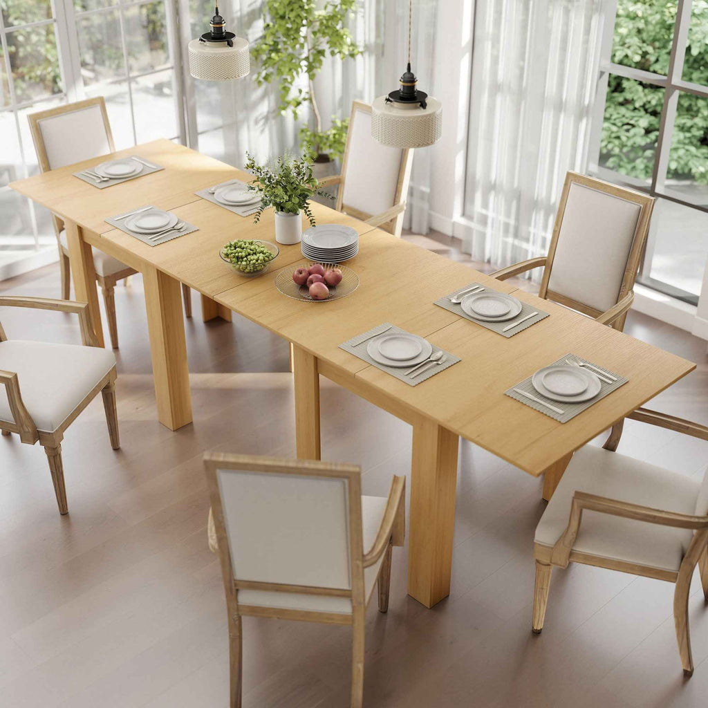 HOMCOM Extendable Dining Table for 4-6 People in Wood and Steel, 140x80x77.5 cm, Wood Color