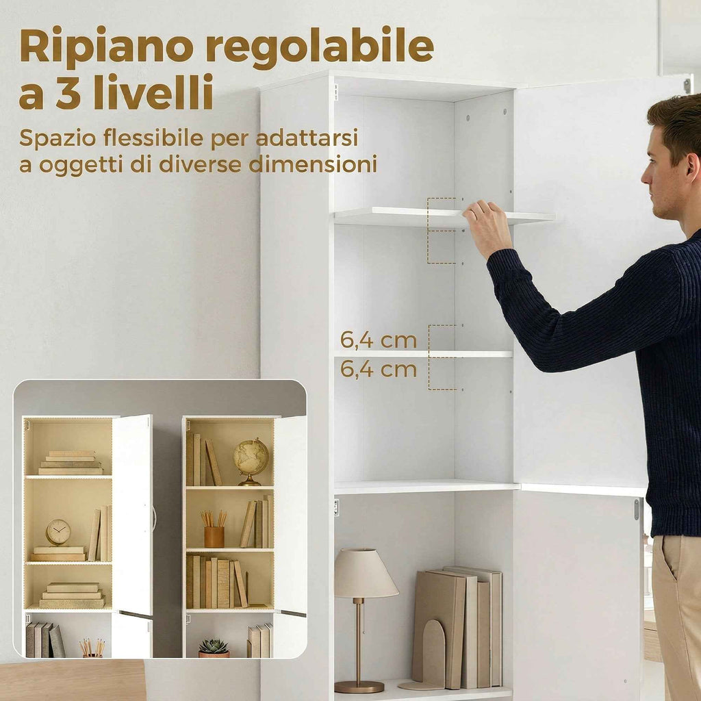 HOMCOM 180cm High Bookcase, Modern Shelving Unit with 5 Adjustable Shelves for Bedroom or Study.