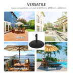 Outsunny Concrete Garden Umbrella Base with Ø35mm, Ø38mm, Ø48mm Pole, Black Ø49x37 cm