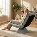 360° Swivel Relaxing Chair with 5-Position Adjustable Backrest in Velvet Effect Fabric, Light Grey