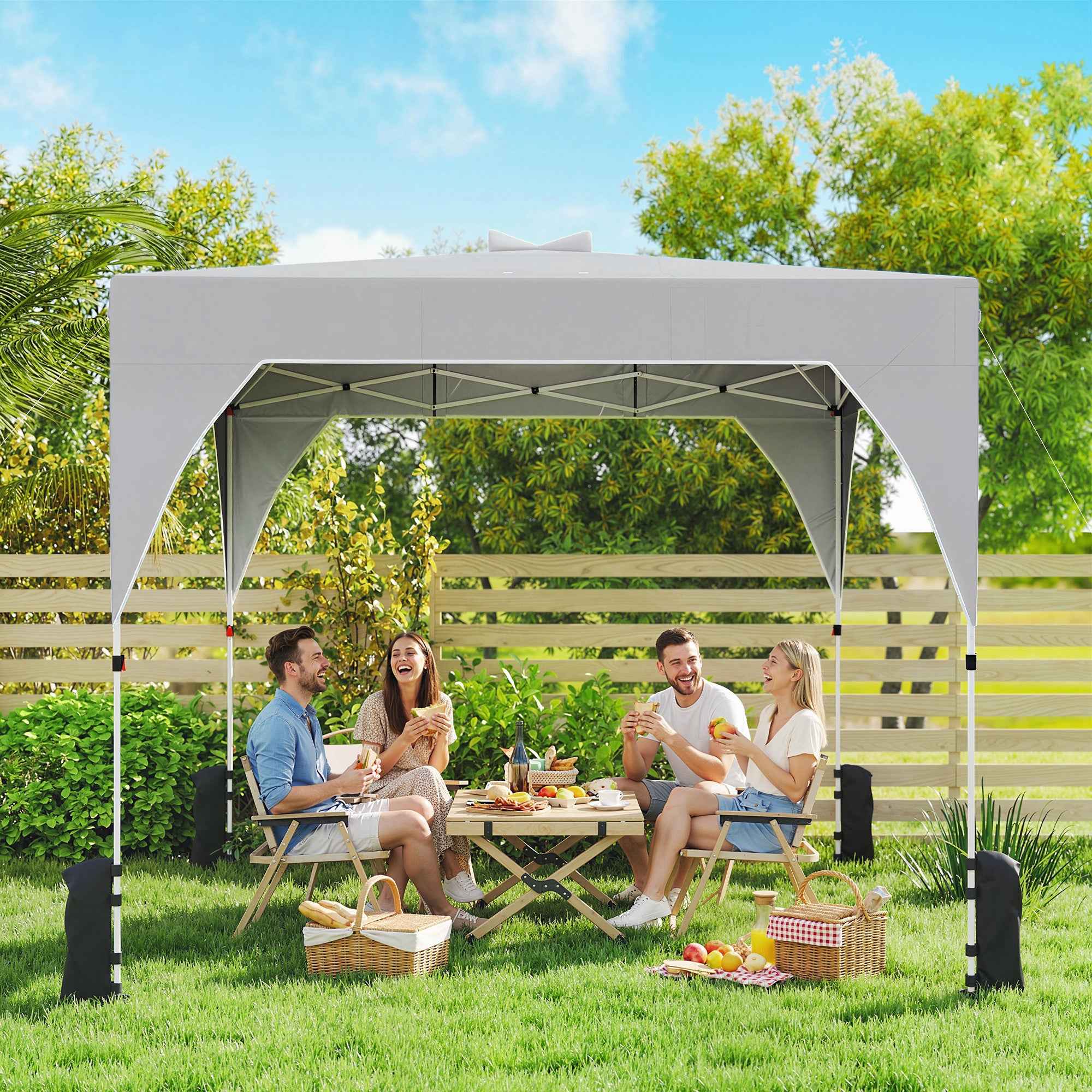Outsunny 3x3m Folding Gazebo with Vents, Sandbags and Carry Bag, Oxford Fabric and Metal, Dark Grey