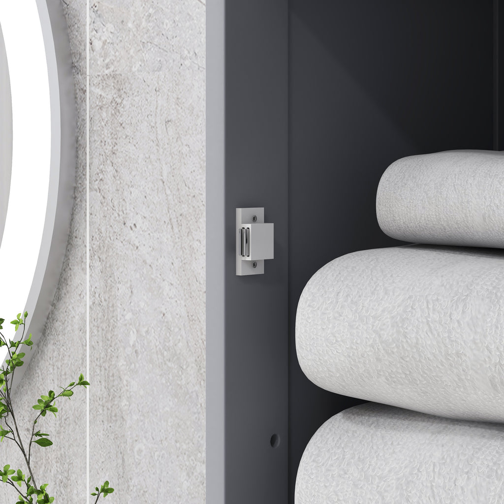 Bathroom Column Cabinet Space Saving with Cabinet, Drawer and MDF Shelves, 40x27x171.5cm, Grey