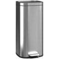 HOMCOM 30L Pedal Bin with Removable Bucket, Metal and PP, 29x36x59.5 cm, Silver
