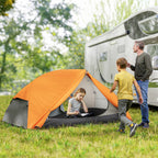 2 Person Camping Tent with 2 Vestibules, 2 Doors, 2 Windows and Carry Bag, 2.8x2.25x1.1 cm, Orange