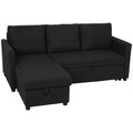 Linen-Effect Corner Sofa Bed with Retractable Storage Compartment, 192x148x86 cm, Anthracite Grey