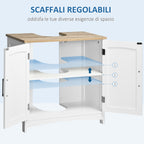 kleankin Bathroom Cabinet with 2 Doors and Adjustable Shelf, 60x33x60cm, Wood and White